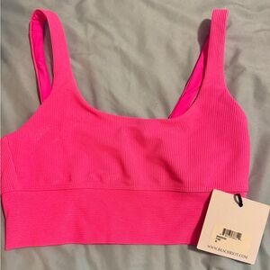 Beach Riot Vibrant Pink Ribbed Sports Bra